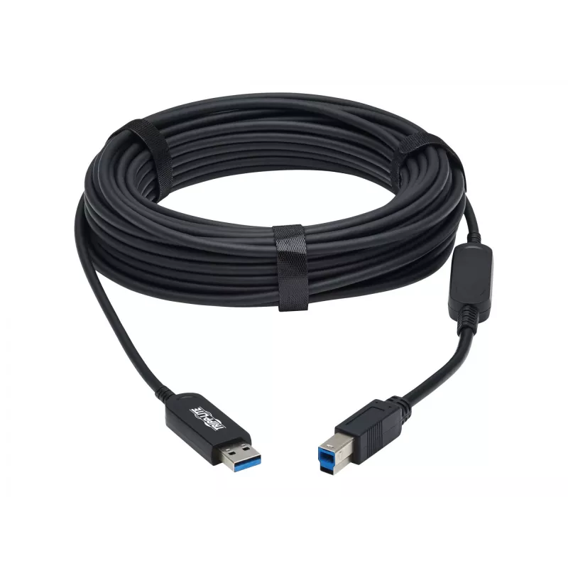 Eaton Tripp Lite Series USB 3.2 Gen 1 Plenum-Rated Fiber Active Optical Cable (AOC) - A/B M/M, Juoda, 20m - USB laidas - USB A tipas (vyriškas) į USB B tipą (vyriškas) - USB 3.2 Gen 1 - 20,0 m - P