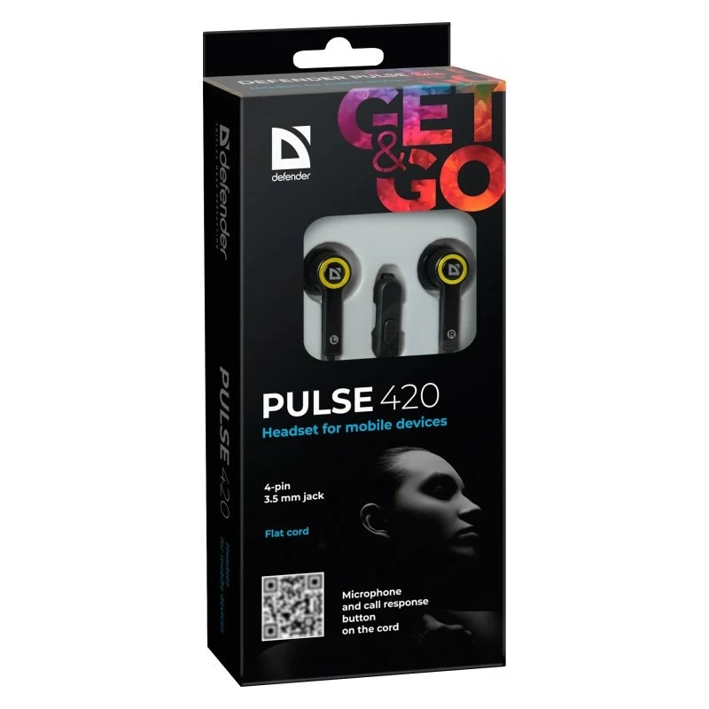 Ausinės Defender Pulse 420 Juodos-Geltonos