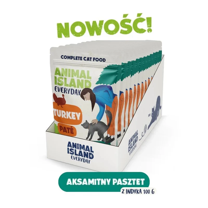 ANIMAL ISLAND paštetas kalakutiena maišeliai katėms 12x100g