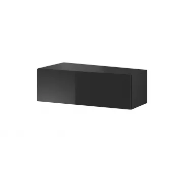 TV stovas Cama Meble VIGO SLANT '90' – 900×400×300 mm, juodas blizgus viršus, juodas rėmas