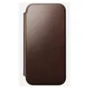 Nomad Modern Leather Folio dėklas iPhone 17 Pro Max — Ruda oda, 6,3 colio ekranas, 4 kortelių kišenės