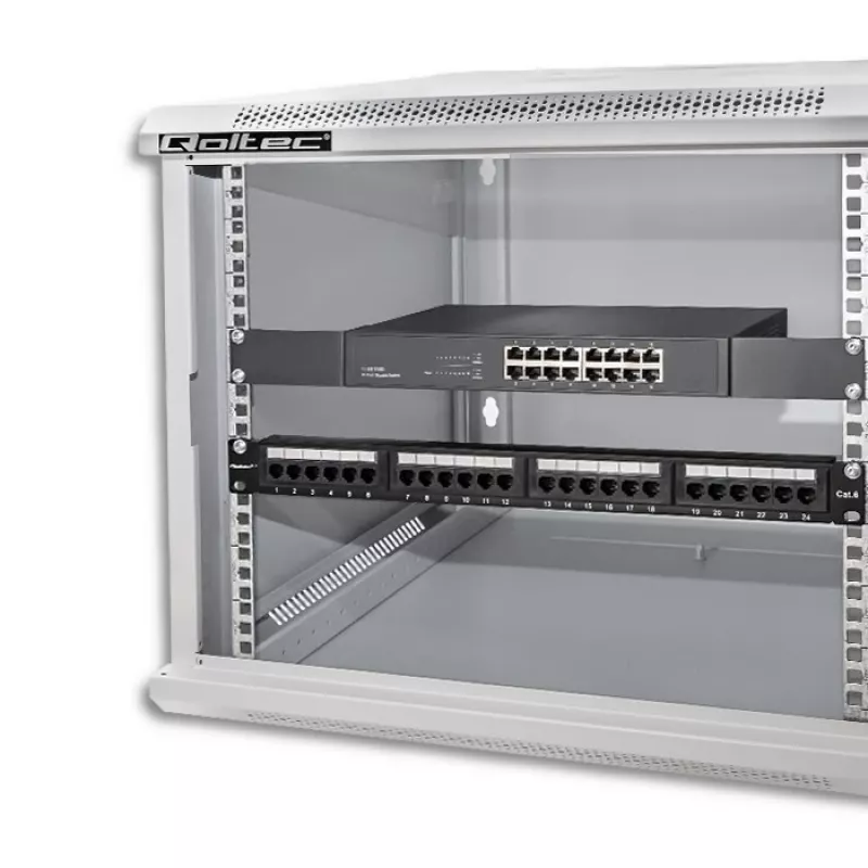 Rack spinta QOLTEC 19 colių 9U 600x500x600 sieninė arba ant grindų montuojama serverinė