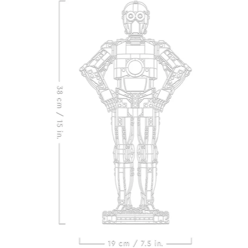 LEGO statoma figūra „Žvaigždžių karai“ C-3PO modelis 75398 — 1 138 dalių, 380 mm eksponavimo kolekcinis