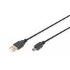 Assmann/Digitus USB 2.0 jungiamasis laidas A-B USB 2.0, 480Mbit/s, USB A - USB mini B, kištukas/kištukas, 1,8m, juodas (AK-300130-018-S)