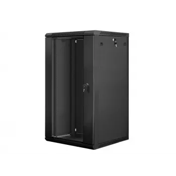 Sieninis montavimo stovo spintelės korpusas Lanberg 19'' 22U 600x600mm juodas (stiklinės durys)