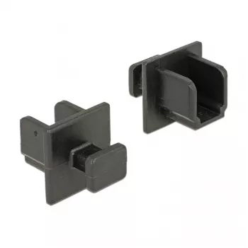 Kištukinių lizdų apsauginiai dangteliai DELOCK 64010, polipropilenas, juodi, 12,2×15,2×12 mm, 10 vnt.