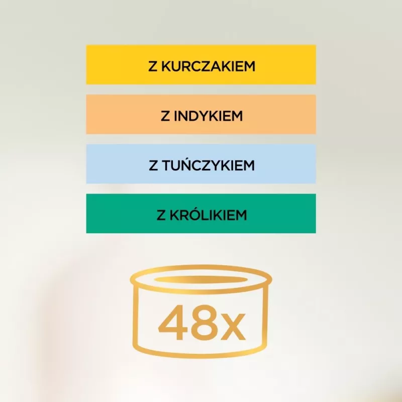 Šlapio maisto kačių multipakas Purina Nestlé Gourmet Gold Mus Mix 48×85 g skirtingų skonių