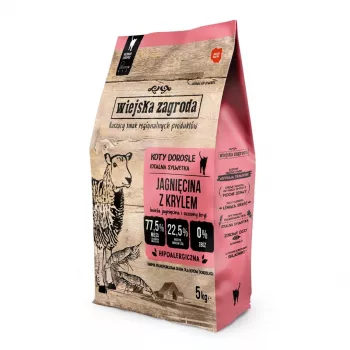 WIEJSKA ZAGRODA Rural Farm ėriena ir krilis, sausas ėdalas katėms, 5 kg
