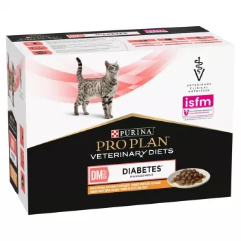 PURINA Pro Plan Veterinary Diets DM St/Ox Diabetes Management – šlapias kačių ėdalas – 10 x 85 g