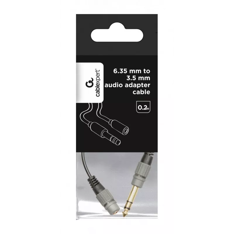 Garso adapteris Gembird A-63M35F-0.2M 6,35mm kištukas į 3,5mm lizdą juodas
