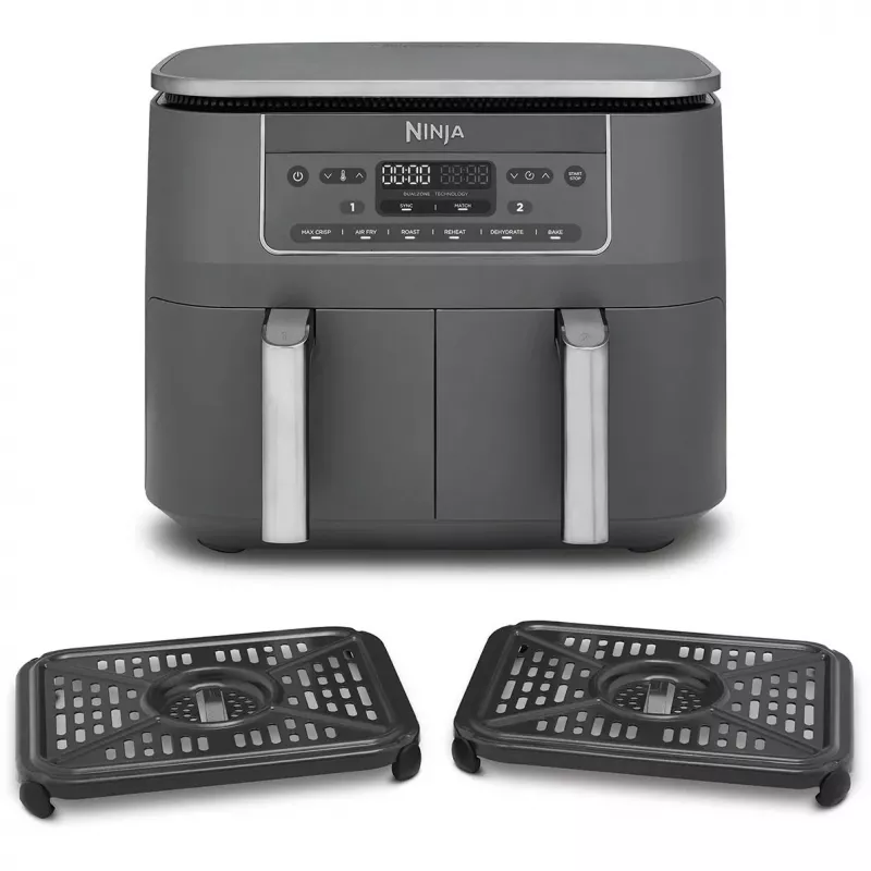 SharkNinja Ninja DZ300EU, oro gruzdintuvė, 7,6 l, 3,2 kg, 240 °C, dviguba, pilka