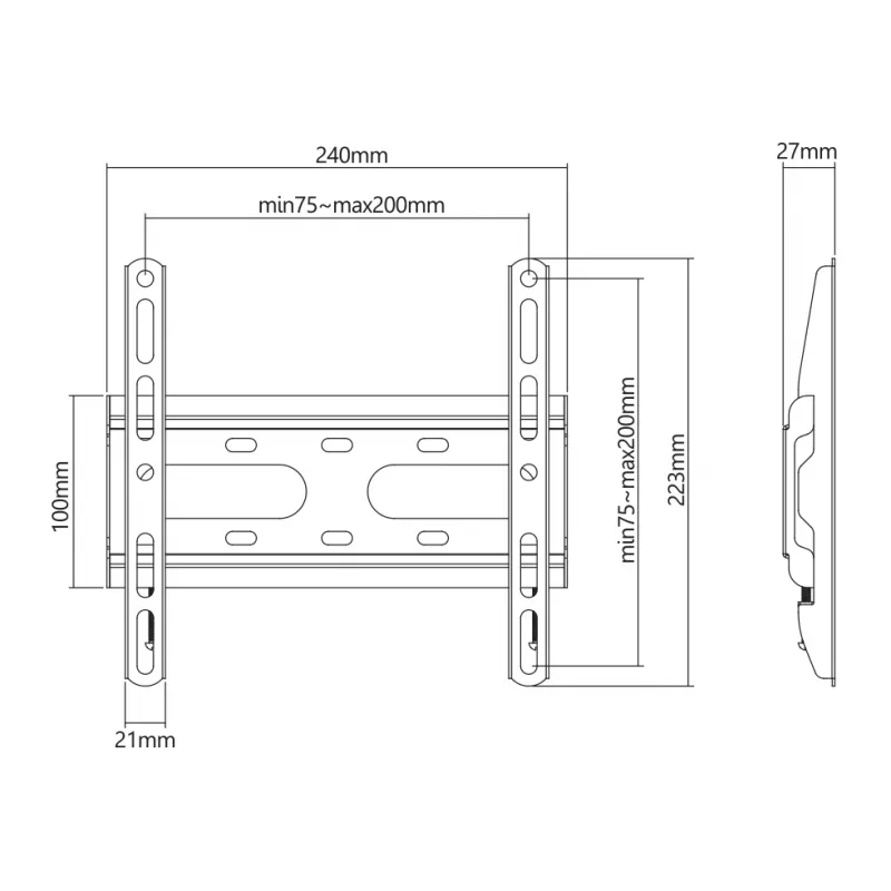 Tvirtinimo laikiklis SBOX PLB-2522F-2 apkrovoms 23–43/45 kg, plokštė 200×200 mm