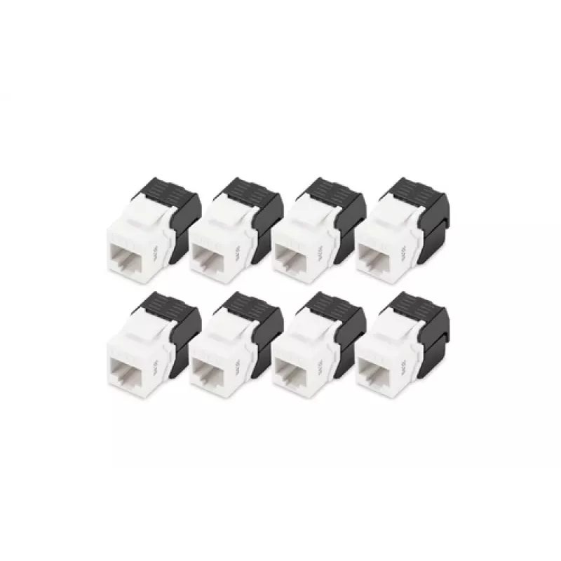 Digitus CAT 6 Keystone Jack neekranuotas 8 vnt. Plokščias Juodas Baltas RJ-45