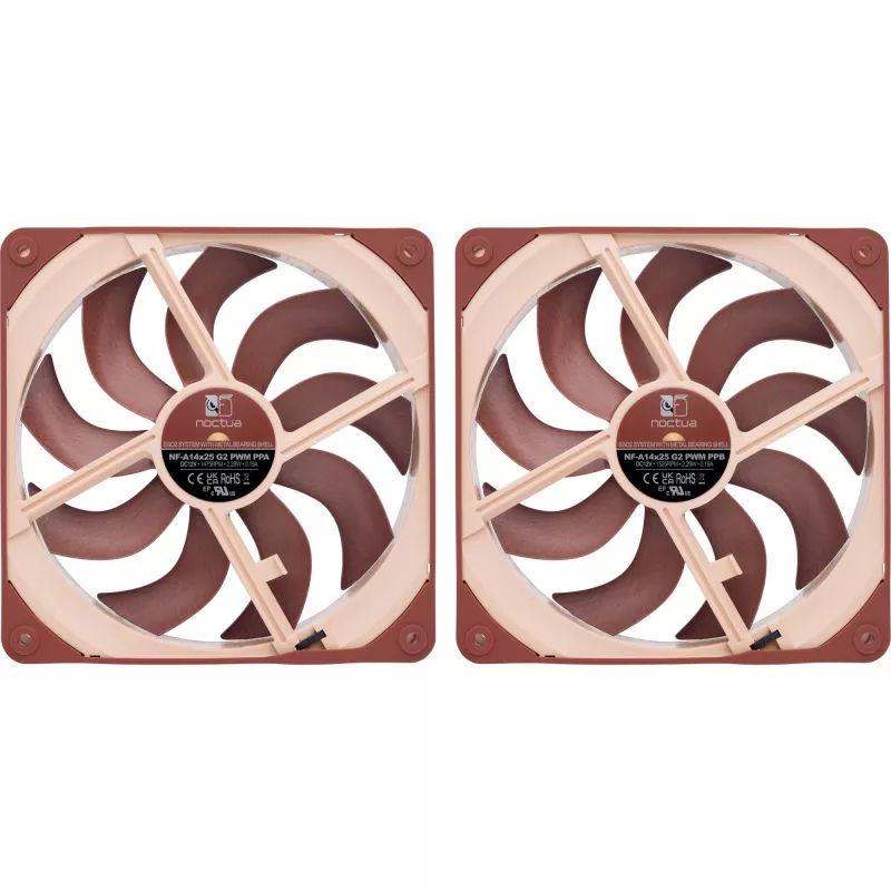 Noctua NF-A14x25 G2 PWM Sx2 PP 140mm dviejų ventiliatorių rinkinys
