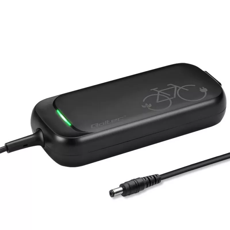 Qoltec greitasis įkroviklis 36V elektriniam paspirtukui ir dviračiui | 42V | 2A | 5,5*2,5 | atsparus vandeniui + maitinimo laidas