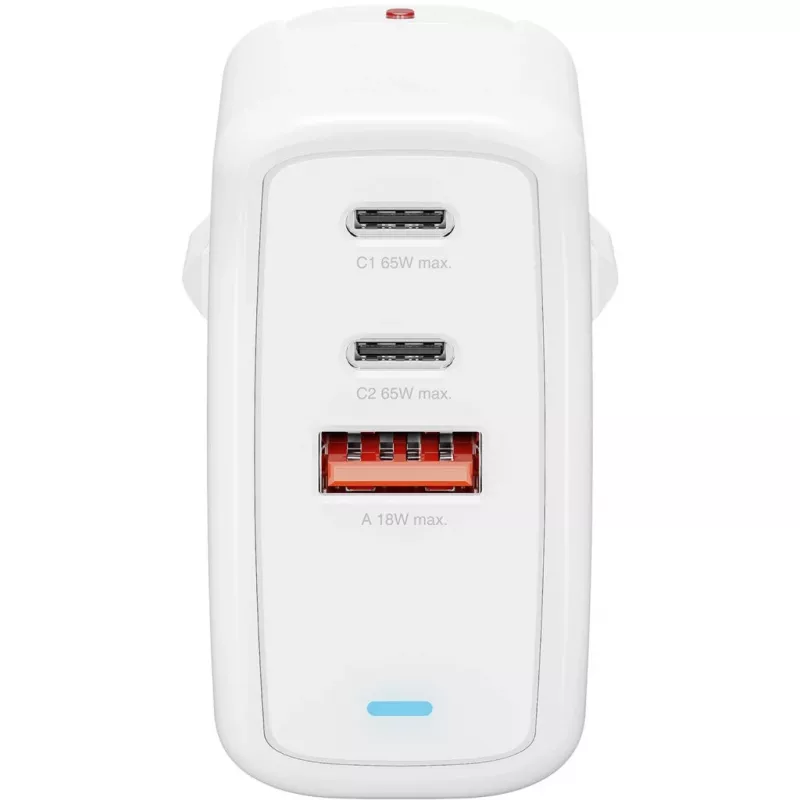 4smarts GaN Flex Universal baltas sieninis įkroviklis 65W 2xUSB-C + 1xUSB-A