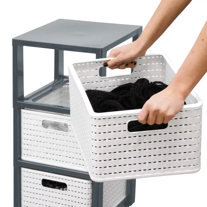 Spintelė su stalčiais Rotho Country Black 3 stalčiai antracitas polipropilenas 325×375×712 mm su ratukais