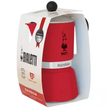Bialetti Rainbow kavinukė viryklei 3 puodeliai Raudona