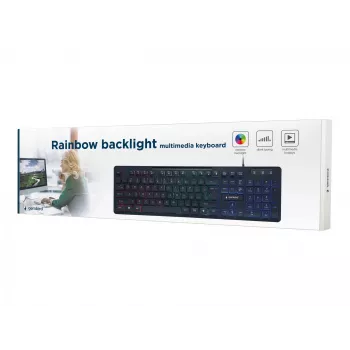 GEMBIRD KB-UML-02 belaidė multimedijos klaviatūra USB, apšvietimas, juoda