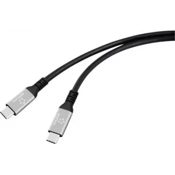 Renkforce USB-C laidas USB4 juodas aliuminio kištukas silikoninis (RF-6805038)