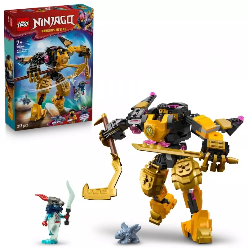 LEGO konstruktorius NINJAGO 71839 Arino Spinjitzu kovos mechanas, 213 dalių, 2 minifigūrėlės, aukštis 160 mm