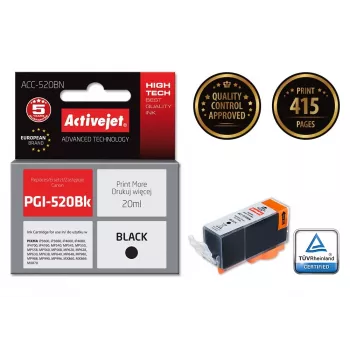 Activejet ACC-520BN rašalas, pakaitalas Canon PGI-520BK, Supreme, 20 ml, juodas
