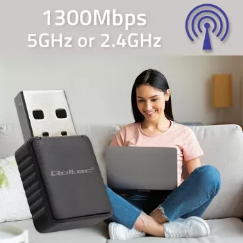 Belaidis USB adapteris QOLTEC 56988 Dviguba juosta 1300Mbps USB 3.0