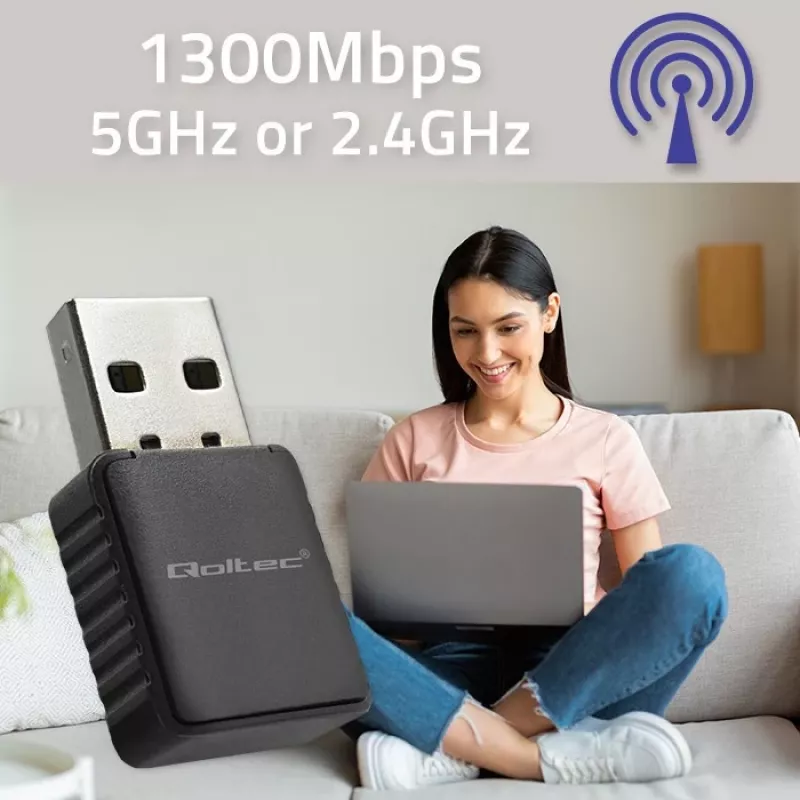 Belaidis USB adapteris QOLTEC 56988 Dviguba juosta 1300Mbps USB 3.0