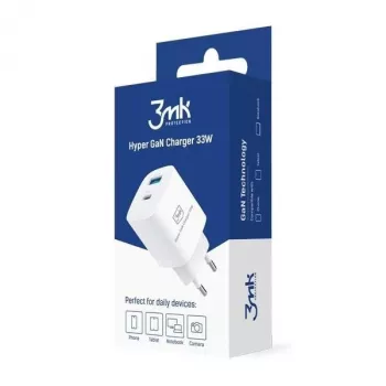 Įkroviklis 33W GaN PD 1xUSB-A+1xUSB-A