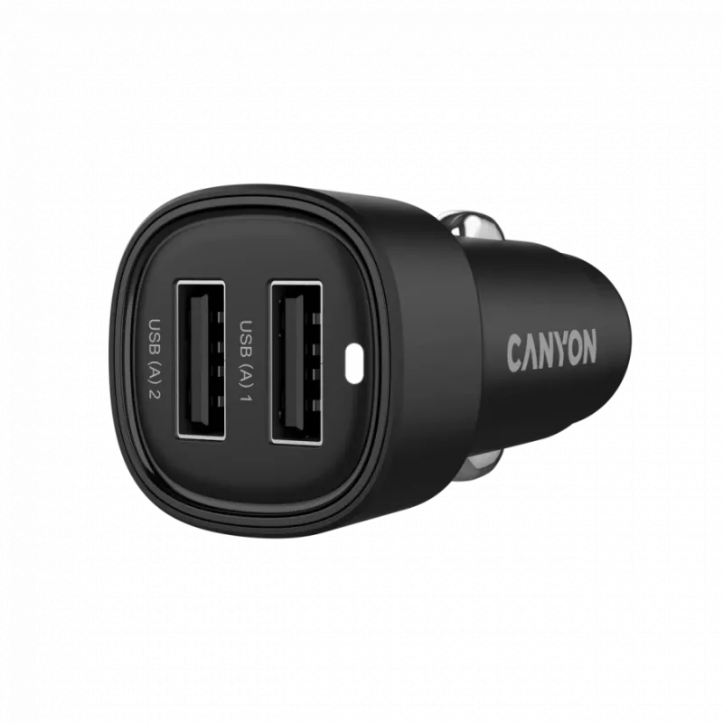 CANYON automobilinis įkroviklis OnDrive 24 24W 2xUSB-A juodas