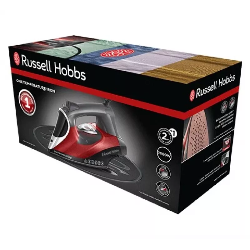 Russell Hobbs 25090-56 lygintuvas sausas ir su garais, keraminis padas, 2600 W, juoda, pilka, raudona