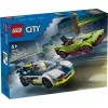 LEGO City policijos automobilio ir raketinio automobilio gaudynės 60415 – 213 dalių, 2 minifigūrėlės, nuo 6 metų