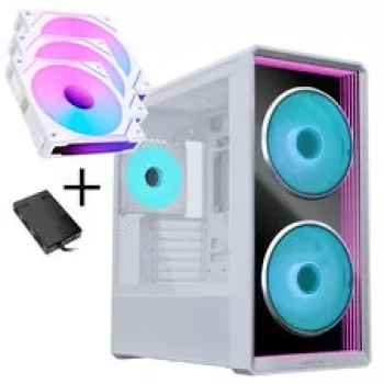 Lian Li LANCOOL 217 INF PC korpuso rinkinys + 3x UNI FAN SL-INF 120 Reverse Blade ventiliatoriai - balta