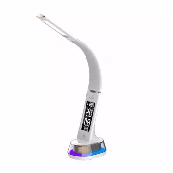 Stalinė LED lempa Hawk HW-LAMP05 balta, reguliuojama, su laikrodžiu ir RGB apšvietimu