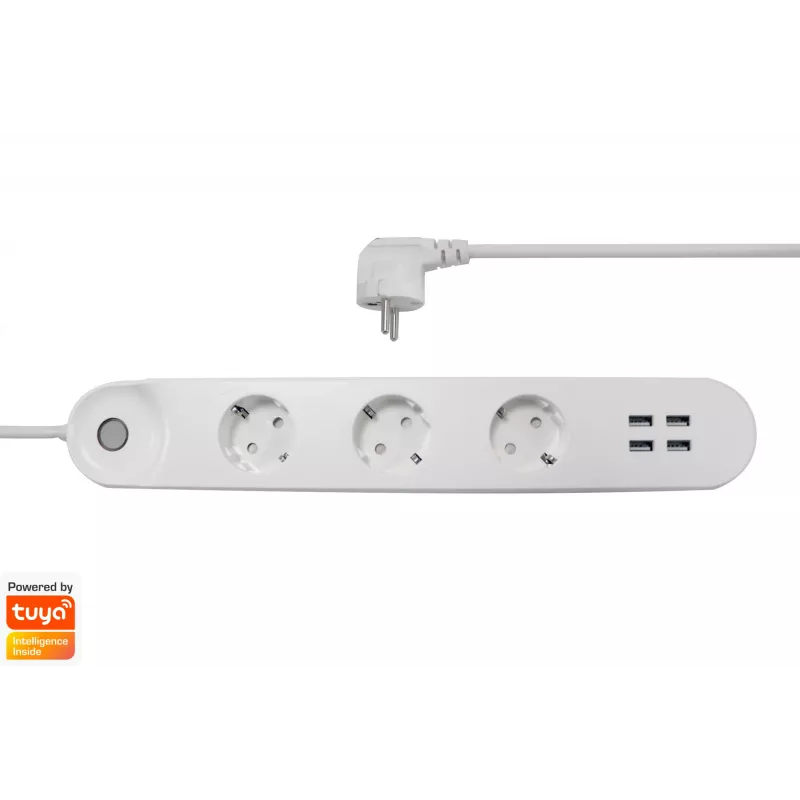 Išmanusis rozetinis blokas Denver SHP-300U 3 AC lizdai E tipas 4 Baltas