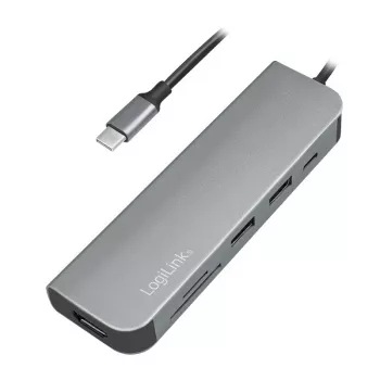 LogiLink UA0343 USB-C kelių prievadų jungtis aliuminis USB 3.2 2nd Gen