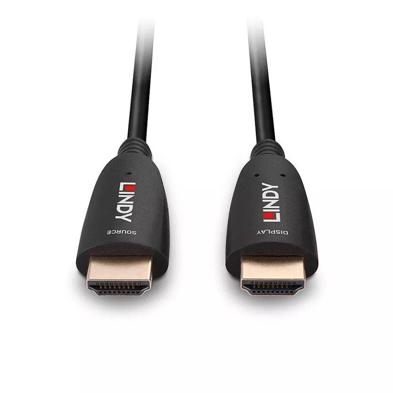 Lindy 10 m Fibro-optinis hibridinis HDMI 8K60 laidas, 10 m, HDMI A tipo (standartinis), HDMI A tipo (standartinis), 48 Gbit/s, juodas
