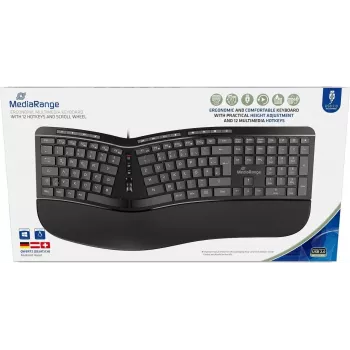 MediaRange ergonominė multimedijos klaviatūra 124 klavišų, juoda (MROS120)
