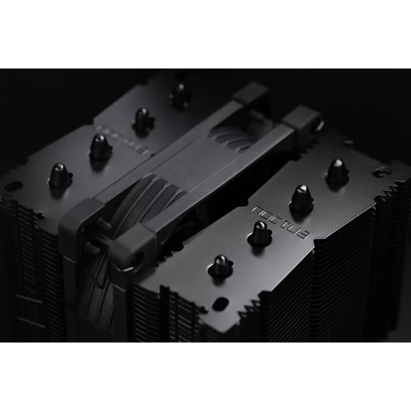 CPU aušintuvas Noctua NH-D9L CHROMAX.BLACK – 92 mm ventiliatorius, 400–2000 RPM, 22,6 dB, matmenys 95×95×110 mm, svoris 531 g