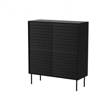 Komoda cama meble CORTINA 102x40x118 cm, juoda, medžio drožlių plokštės korpusas, 16 mm, durys 18 mm