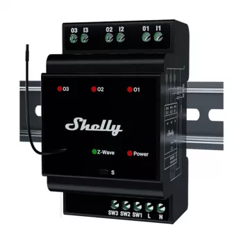 Shelly Qubino Wave Pro 3 Z-Wave trijų kanalų DIN bėgelio relė