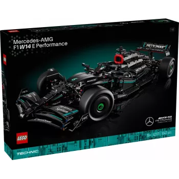 LEGO Technic modelis Mercedes‑AMG F1 W14 E Performance — 1 432 detalės, rekomenduojamas amžius 18+