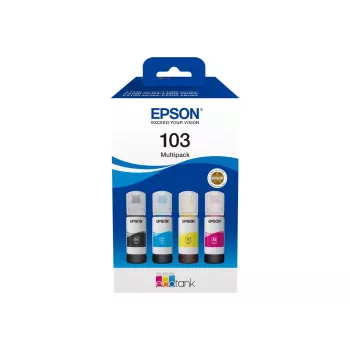 Originalių Epson EcoTank 103 rašalų pakuotė – 4 spalvų rinkinys (Juoda, Cyan, Magenta, Geltona), Juoda 4500 p., Spalvota 7500 p.