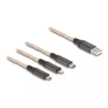 DeLOCK USB kabelis 1,2 m USB 2.0 USB A / USB C / Micro-USB B / Lightning permatomas