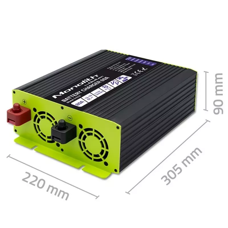 Baterijų įkroviklis QOLTEC 51918 80A 12V – LiFePO4, AGM, GEL, SLA akumuliatoriams