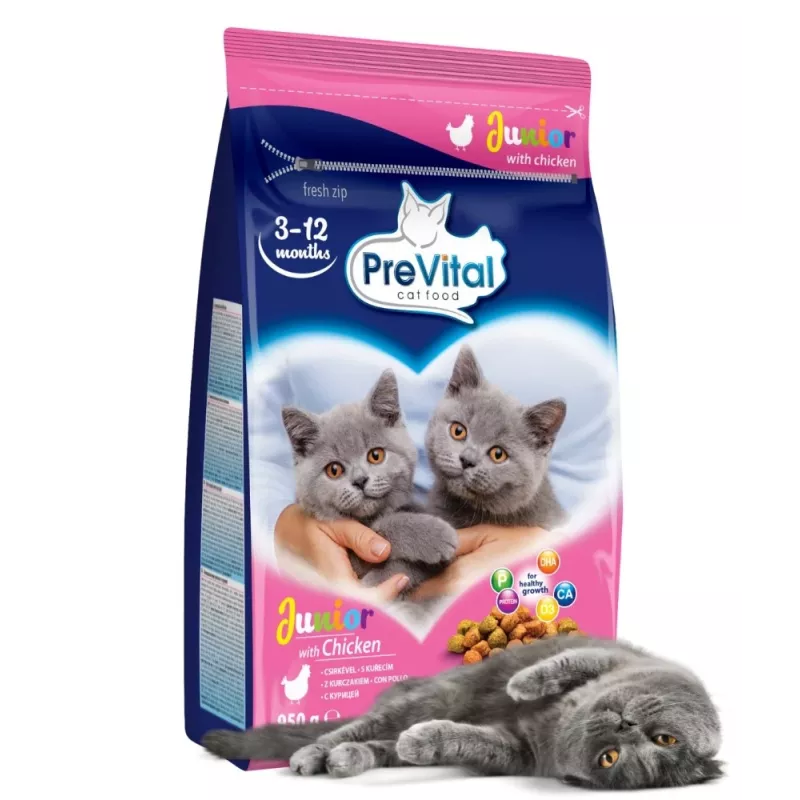 Sausas kačių ėdalas PREVITAL Junior Chicken 950 g – kačiukams, 35% baltymų, 12% riebalų