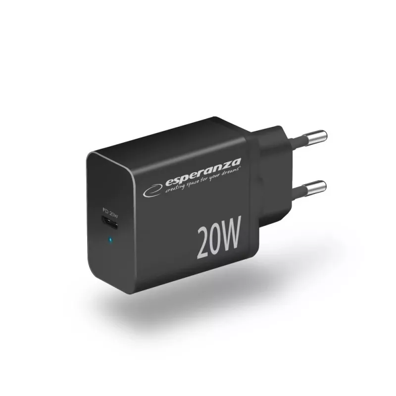 Maitinimo adapteris ESPERANZA EZC104K 20W juodas, USB įkroviklis