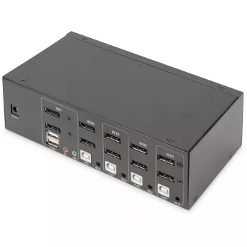 DIGITUS KVM jungiklis, 4 prievadai, du ekranai, 4K, DisplayPort®