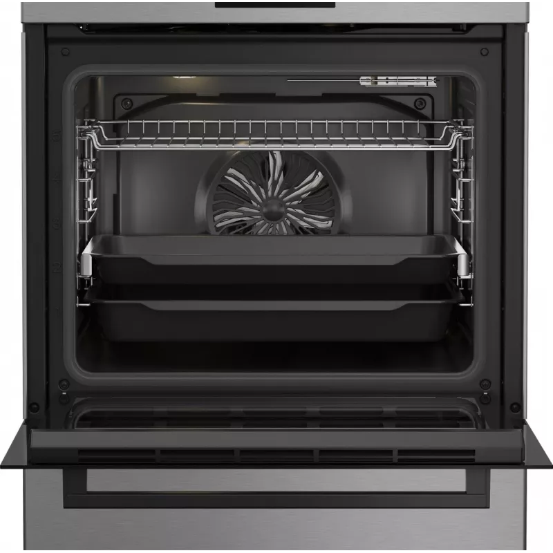 Dujinė-elektrinė viryklė BEKO FBM62330GXTN 60 cm, 4 degiklių dujinė kaitlentė, 72 L elektrinė orkaitė, energijos klasė A
