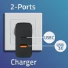 Qoltec 52380 Super Quick PD įkroviklis | 1xUSB-C | 1xUSB | 65W | 5-20V | 1,5-3,25A | Juodas